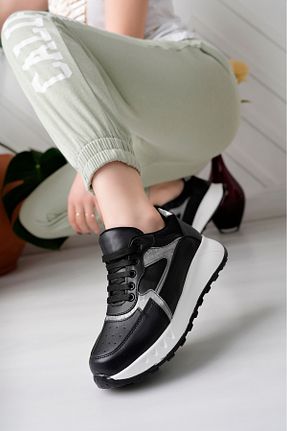 کفش اسنیکر مشکی زنانه بند دار moda sara - کد 899121003