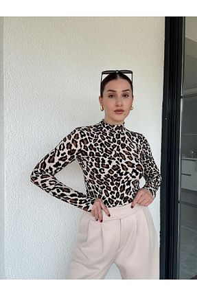 بلوز قهوه ای زنانه پلنگی TubaEKEN - کد 899123237