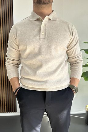 پلیور بژ مردانه ساده Edwox - کد 899131541