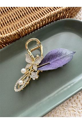 گیره سر طلائی زنانه سنگ کریستال Pelin Aksesuar - کد 825547852