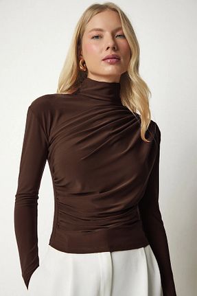 بلوز قهوه ای زنانه ساده VODENS - کد 899155979