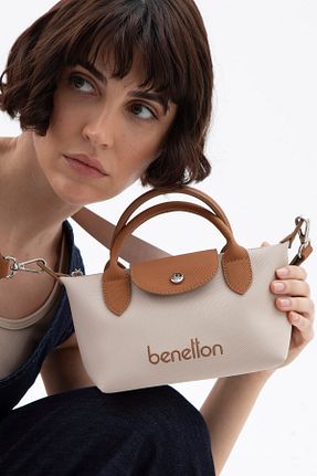 کیف دوشی بژ زنانه چرم مصنوعی United Colors of Benetton - کد 899152110