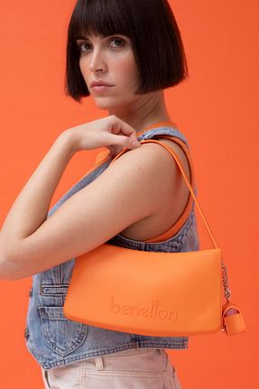 کیف دوشی نارنجی زنانه چرم مصنوعی United Colors of Benetton - کد 899152963