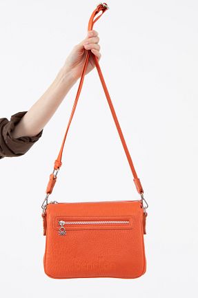 کیف دوشی نارنجی زنانه چرم مصنوعی United Colors of Benetton - کد 899153911