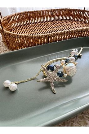 گیره سر طلائی زنانه سنگ کریستال Pelin Aksesuar - کد 825547673