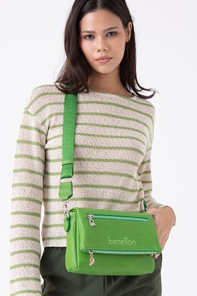 کیف دوشی سبز زنانه چرم مصنوعی United Colors of Benetton - کد 899149298