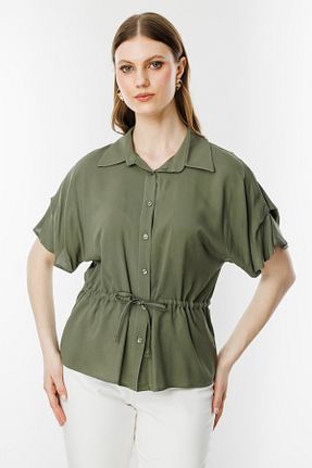 بلوز سایز بزرگ خاکی زنانه Straight Mi Pret a Porter - کد 899194118