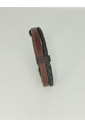 دستبند جواهر قهوه ای زنانه چرم خالص DEZURY - کد 899878002