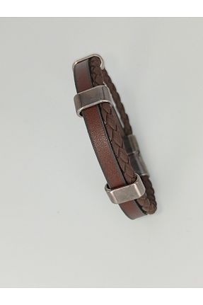 دستبند جواهر قهوه ای زنانه چرم خالص DEZURY - کد 899878002