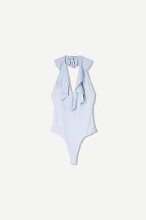 بادی آبی زنانه یقه دگاژه Bershka - کد 899193340