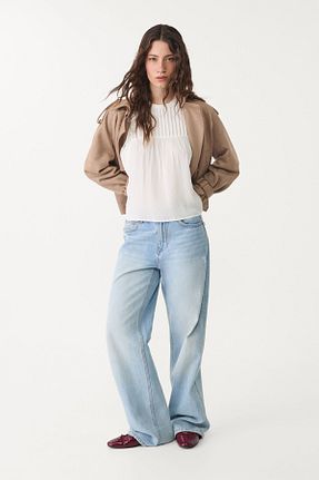 بلوز سفید زنانه ساده Stradivarius - کد 899182066