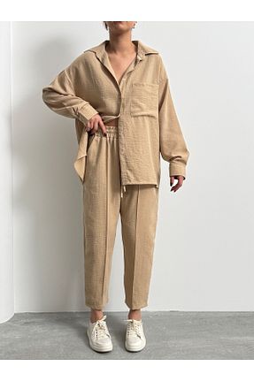 ست بالاتنه و پائین تنه بژ زنانه بافتنی BEJNA - کد 898537965