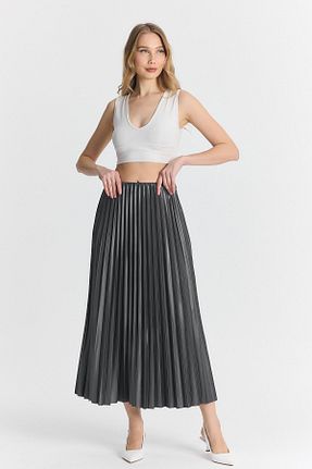 دامن طوسی زنانه پلی استر DAMGA JEANS - کد 899195670