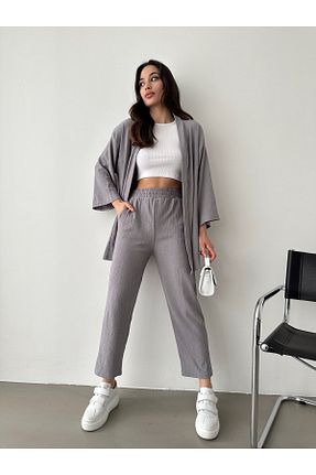 ست بالاتنه و پائین تنه طوسی زنانه بافتنی BEJNA - کد 683628259