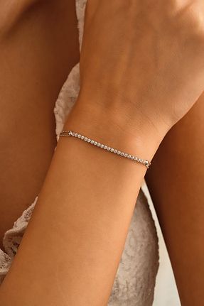 دستبند طلا سفید زنانه 14 عیار Sefa Gold - کد 900029070