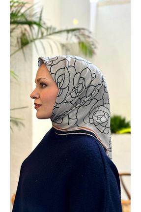 روسری طوسی پنبه ای locella - کد 899239444