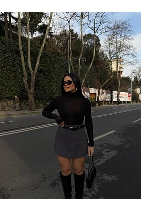 دامن طوسی زنانه پارچه LB Laluna Butik - کد 899242587