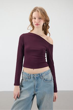 بلوز زرشکی زنانه ساده Addax - کد 875267328