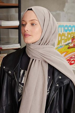 شال قهوه ای زنانه پنبه ای FİVESCARF - کد 899253182