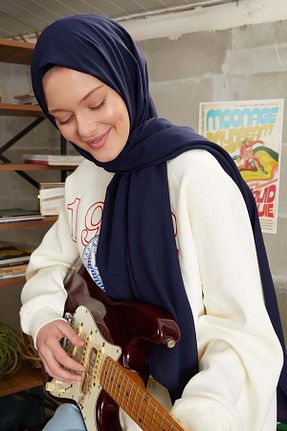 شال سرمه ای زنانه پنبه ای FİVESCARF - کد 899253228