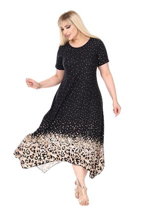 لباس سایز بزرگ مشکی زنانه مخلوط ویسکون MELSAY - کد 899257778