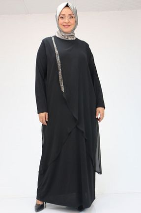 لباس سایز بزرگ مشکی زنانه پلی استر Eslina - کد 899256875