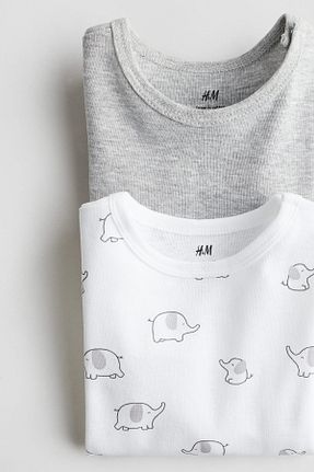 بادی طوسی بچه گانه یقه دوچرخه H&M - کد 899280926