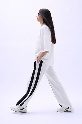 شلوار کرمگن سفید زنانه پاچه گشاد Black Fashion - کد 900114335