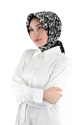 روسری طوسی کرپ ساتن ابریشم Bursa İpek - کد 899273058