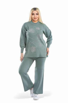 ست بالاتنه و پائین تنه فیروزه ای زنانه تریکو NEWCO - کد 899293939