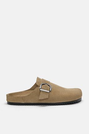 دمپائی قهوه ای زنانه چرم خالص Pull & Bear - کد 900156538