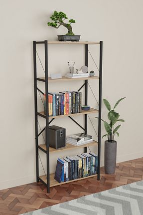 قفسه کتاب قهوه ای 151 سانتی متر Hesapli Mobilya - کد 50056214