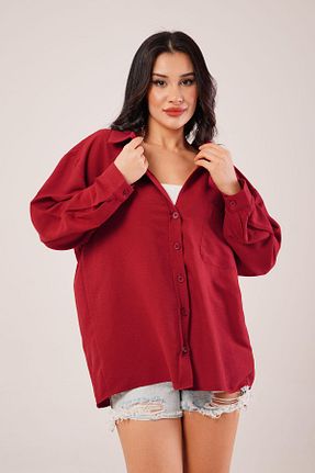 پیراهن زرشکی زنانه اورسایز Hipo Trend - کد 899302862