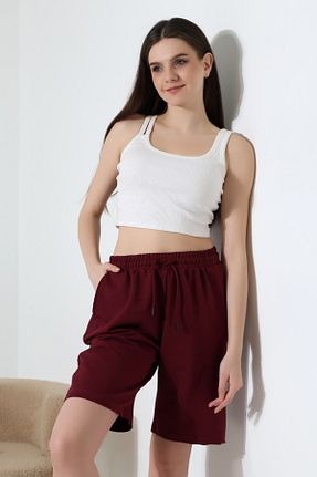 شلوارک و برمودا زرشکی زنانه فاق بلند LITTLEMOON - کد 899305952