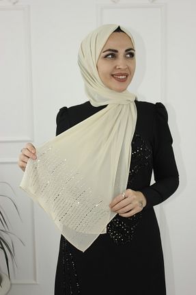 روسری بژ شیفون Modabanuda - کد 899343176