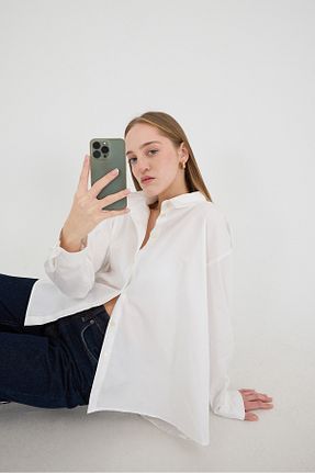 پیراهن سفید زنانه اورسایز Addax - کد 863357667