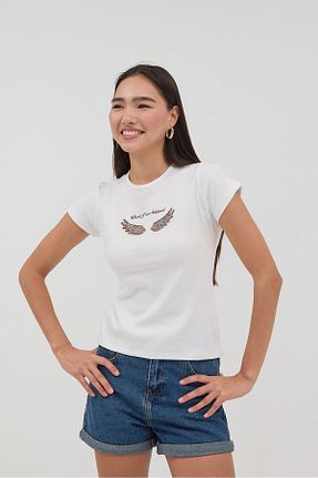 تیشرت سفید زنانه رگولار Addax - کد 868913780