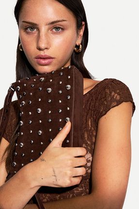 کیف دستی قهوه ای زنانه سایز متوسط Bershka - کد 899329757