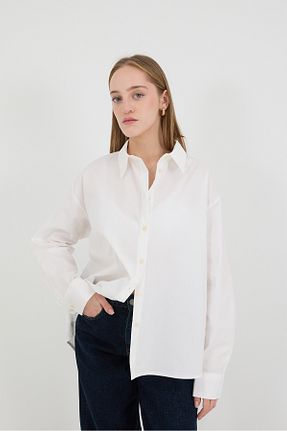 پیراهن سفید زنانه اورسایز Addax - کد 863357667