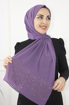 روسری بنفش شیفون Modabanuda - کد 899339795