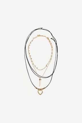 گردنبند جواهر مشکی زنانه برنجی Bershka - کد 899328024