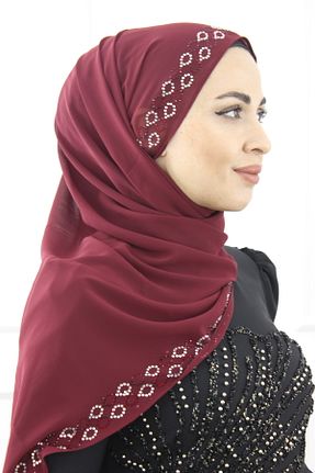 روسری زرشکی شیفون Modabanuda - کد 899363844