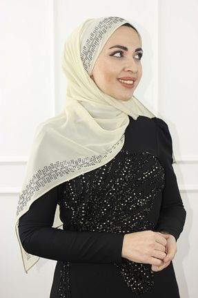 روسری بژ شیفون Modabanuda - کد 899378606