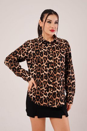پیراهن قهوه ای زنانه اورسایز Hipo Trend - کد 899358302