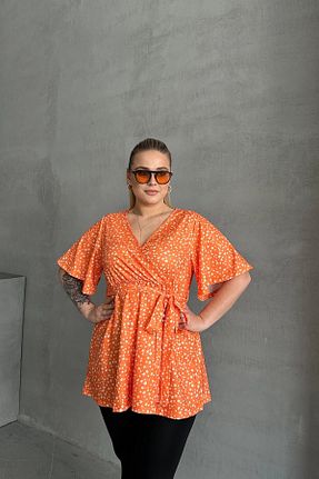 بلوز سایز بزرگ نارنجی زنانه سایز بزرگ Stil Diva - کد 899384070