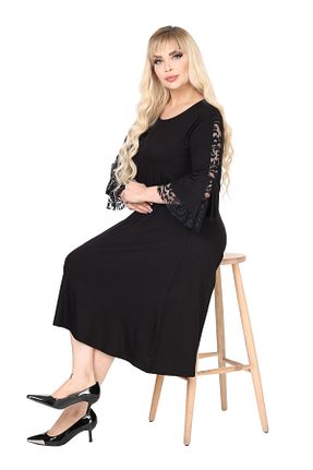 لباس سایز بزرگ مشکی زنانه پنبه - ویسکون - پلی استر MELSAY - کد 899393113