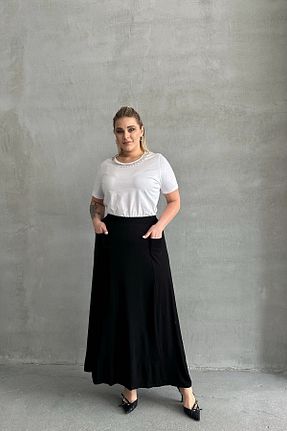 دامن سایز بزرگ مشکی زنانه بافتنی Stil Diva - کد 845568756