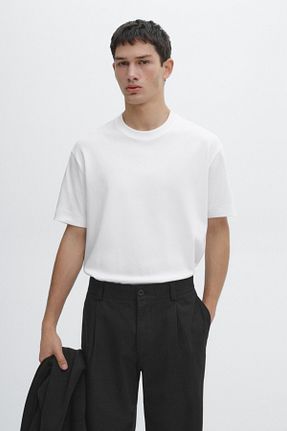 تیشرت سفید مردانه رگولار Massimo Dutti - کد 899424904