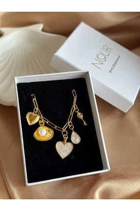 گردنبند استیل ( فولاد ) قهوه ای زنانه استیل (فولاد) Nour Co - کد 862031380