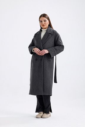 پالتو پشمی مشکی زنانه اورسایز Perryes - کد 896580333